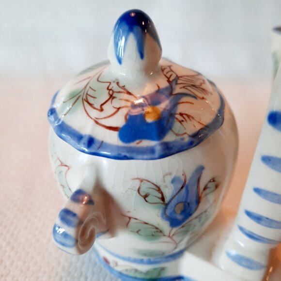 Vintage Nasco Blue Rooster Creamer and Sugar Bowl Set - Picture 3 of 8